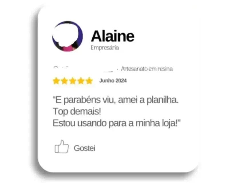 Avaliação de Alaine, com cinco estrelas