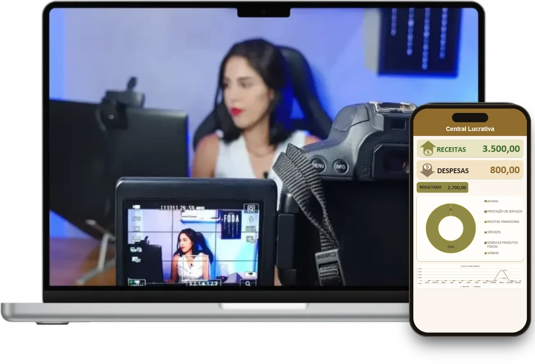Aulas gravadas no notebook e planilha no celular